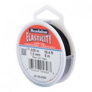 Beadalon Elasticity elastich nylon draad 1.0mm Zwart 5m